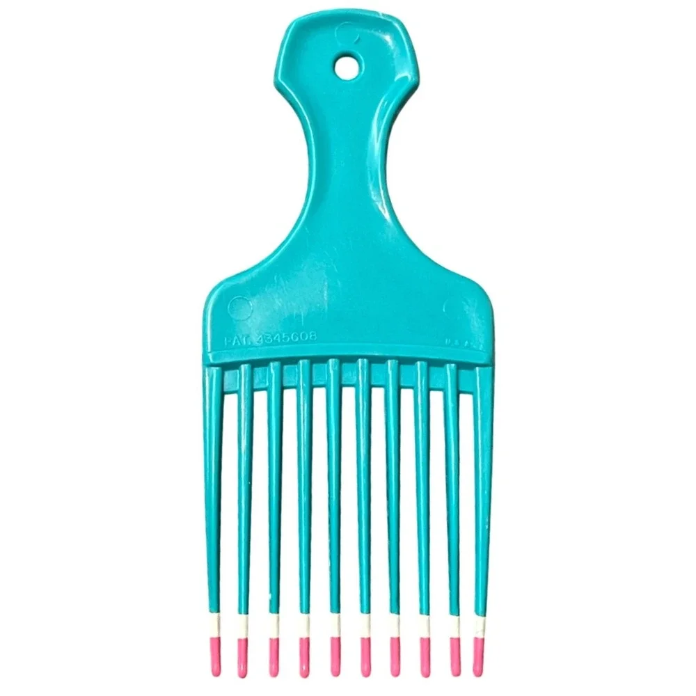 VTG Goody Lift Comb Hair Pick Handle Retro Care 80s‎ 90s Teal Blue USA Dipped 5